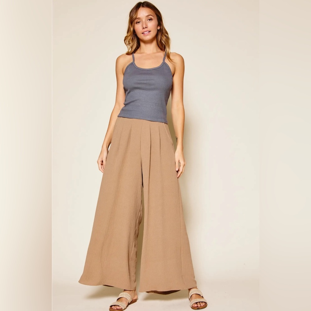 High Waist Wide Leg Pants in Taupe